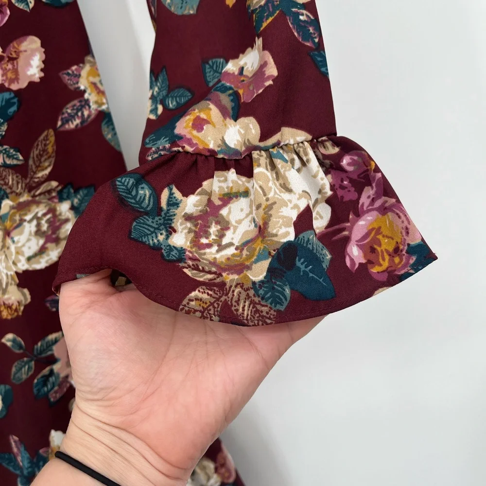 Walter Baker Gayle Asymmetrical Floral Dress Long Sleeve NWT Women's 4‎